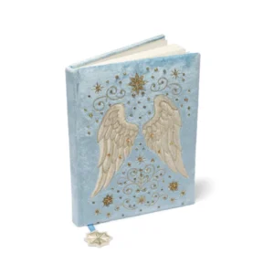 010001603 1 Notitieboek fluweel blauw met engelenvleugels