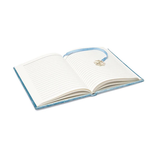 010001603 2 Notitieboek fluweel blauw met engelenvleugels