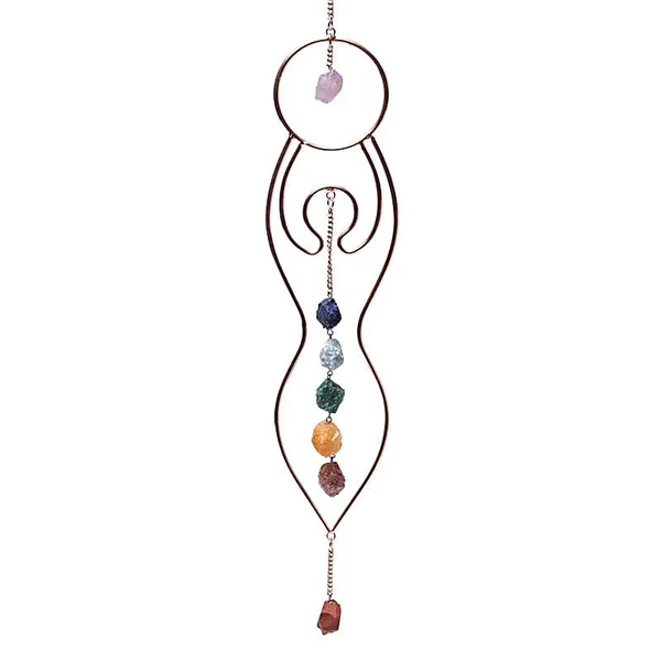 Raamhanger Maangodin & chakra stenen