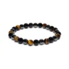 010012718 Armband voor brede pols met tijgeroog, hematiet en obsidiaan